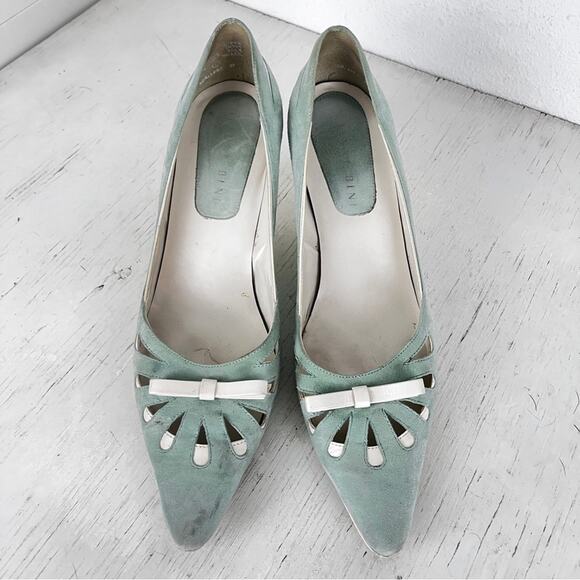 Gianni Bini Adrianne seafoam white pointed toe suede heels size 8 - Picture 4 of 14